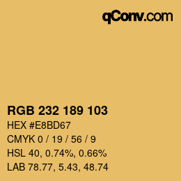 Color code: RGB 232 189 103 | qconv.com