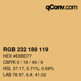 Color code: RGB 232 189 119 | qconv.com