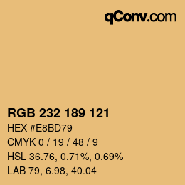 Código de color: RGB 232 189 121 | qconv.com