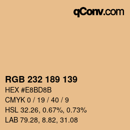 Color code: RGB 232 189 139 | qconv.com