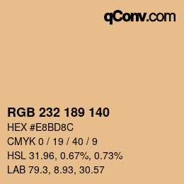 Color code: RGB 232 189 140 | qconv.com