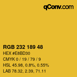 Color code: RGB 232 189 48 | qconv.com