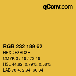 Color code: RGB 232 189 62 | qconv.com