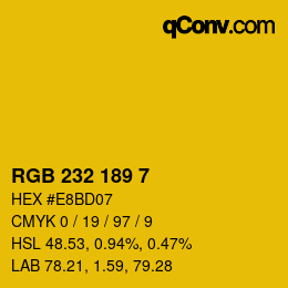Color code: RGB 232 189 7 | qconv.com