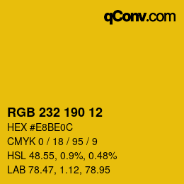 Color code: RGB 232 190 12 | qconv.com