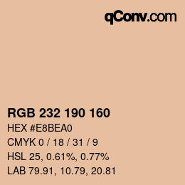 Color code: RGB 232 190 160 | qconv.com