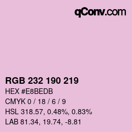 Color code: RGB 232 190 219 | qconv.com