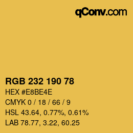 Color code: RGB 232 190 78 | qconv.com