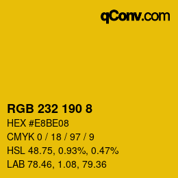 カラーコード: RGB 232 190 8 | qconv.com
