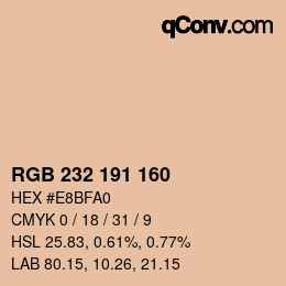 Color code: RGB 232 191 160 | qconv.com