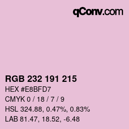 Color code: RGB 232 191 215 | qconv.com