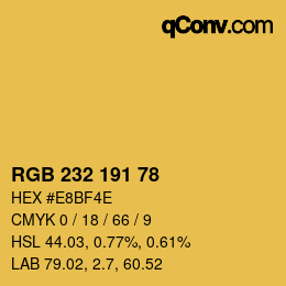 Color code: RGB 232 191 78 | qconv.com
