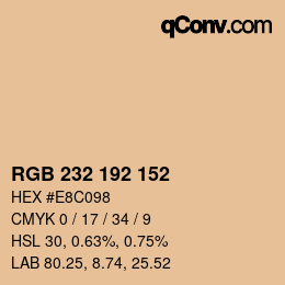 Color code: RGB 232 192 152 | qconv.com