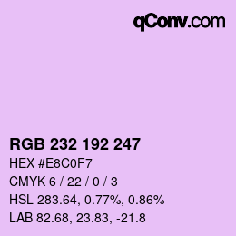 Color code: RGB 232 192 247 | qconv.com
