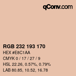 Color code: RGB 232 193 170 | qconv.com