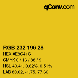 Color code: RGB 232 196 28 | qconv.com
