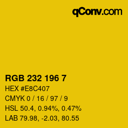 Color code: RGB 232 196 7 | qconv.com