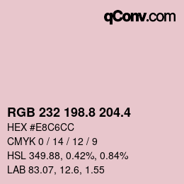 カラーコード: RGB 232 198.8 204.4 | qconv.com