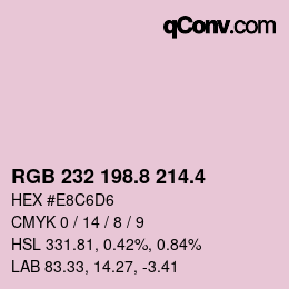 カラーコード: RGB 232 198.8 214.4 | qconv.com
