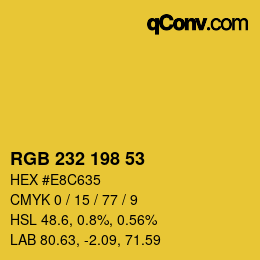Color code: RGB 232 198 53 | qconv.com