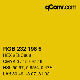 Color code: RGB 232 198 6 | qconv.com