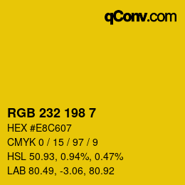 Color code: RGB 232 198 7 | qconv.com
