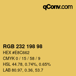 Color code: RGB 232 198 98 | qconv.com