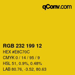 Color code: RGB 232 199 12 | qconv.com