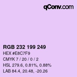 Color code: RGB 232 199 249 | qconv.com