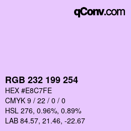 Color code: RGB 232 199 254 | qconv.com
