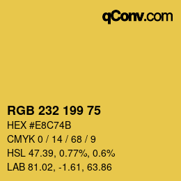 Color code: RGB 232 199 75 | qconv.com