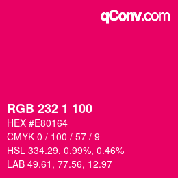 Color code: RGB 232 1 100 | qconv.com