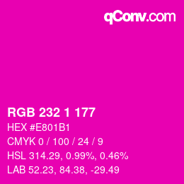 Color code: RGB 232 1 177 | qconv.com