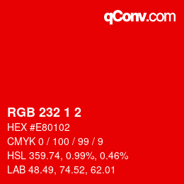 カラーコード: RGB 232 1 2 | qconv.com
