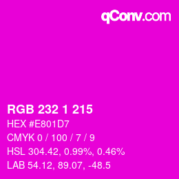 Farbcode: RGB 232 1 215 | qconv.com
