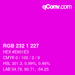 Color code: RGB 232 1 227 | qconv.com