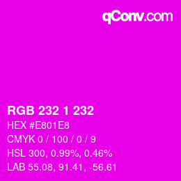 カラーコード: RGB 232 1 232 | qconv.com