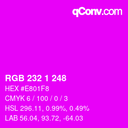カラーコード: RGB 232 1 248 | qconv.com