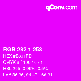 カラーコード: RGB 232 1 253 | qconv.com