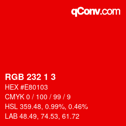 Color code: RGB 232 1 3 | qconv.com