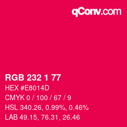 Color code: RGB 232 1 77 | qconv.com
