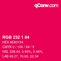Color code: RGB 232 1 84 | qconv.com