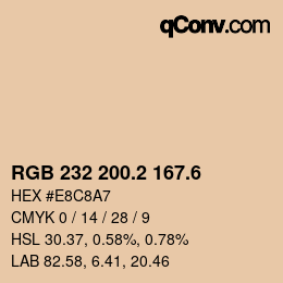 カラーコード: RGB 232 200.2 167.6 | qconv.com
