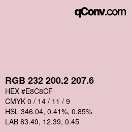 カラーコード: RGB 232 200.2 207.6 | qconv.com