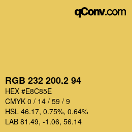 カラーコード: RGB 232 200.2 94 | qconv.com