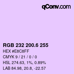 カラーコード: RGB 232 200.6 255 | qconv.com