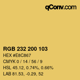 Color code: RGB 232 200 103 | qconv.com