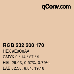 颜色代码: RGB 232 200 170 | qconv.com