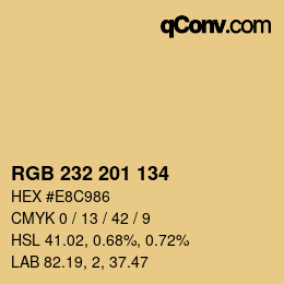 Color code: RGB 232 201 134 | qconv.com