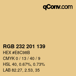 Color code: RGB 232 201 139 | qconv.com
